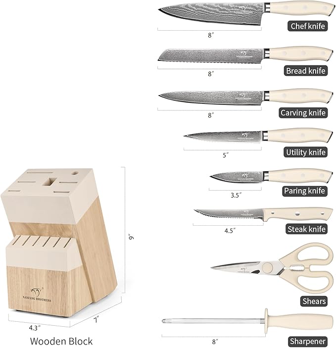 NANFANG BROTHERS Damascus Kitchen Knife Set 14 Pieces - Image 5