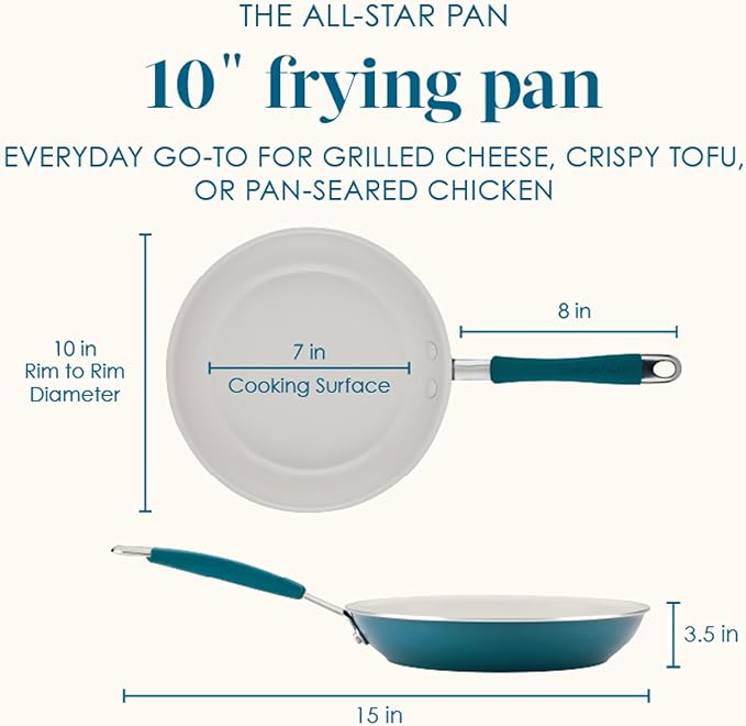 Rachael Ray Cucina Ceramic Nonstick Frying Pans/Skillet Set, Dishwasher Safe