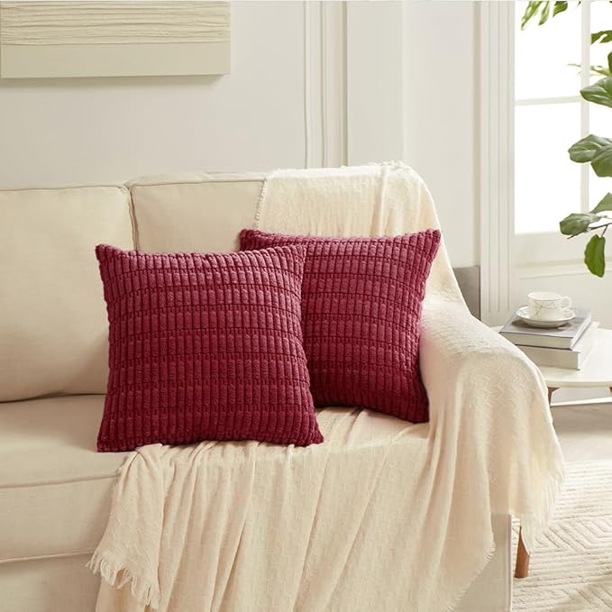 Fancy Homi 4 Packs Burgundy Decorative Throw Pillow Covers 22x22 Inch - Image 6