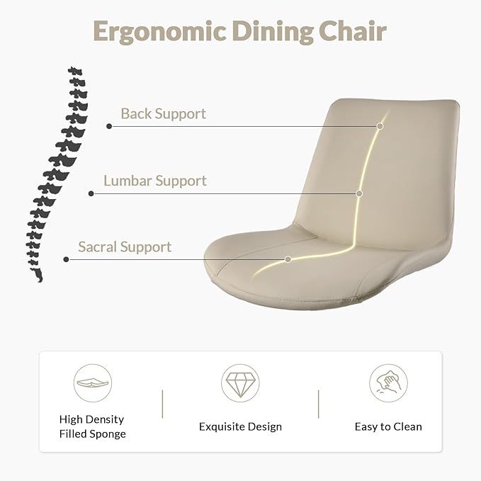 Dining Chairs, Modern PU Leather Dining Room Chair with Sturdy Metal Legs, Up...