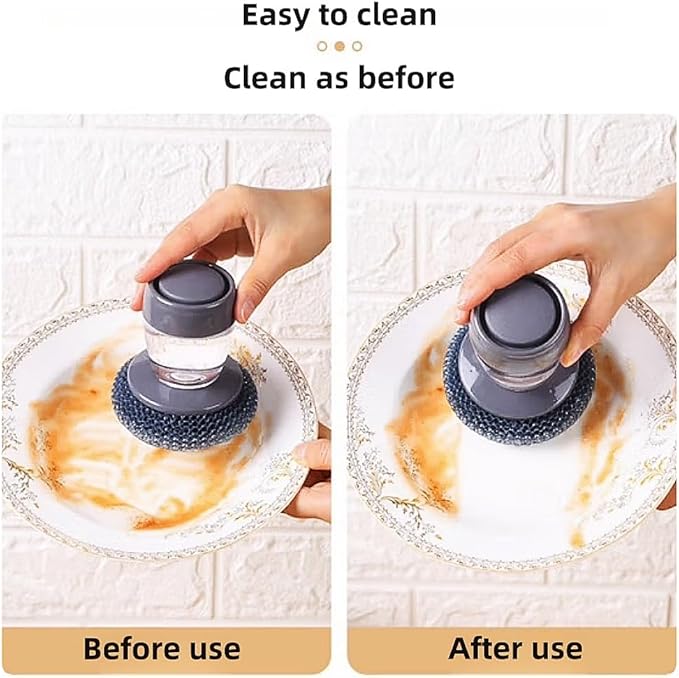 Soap Dispense Palm Scrub dishwashing Kitchen Scrubber Press Automatic Liquid - Image 5