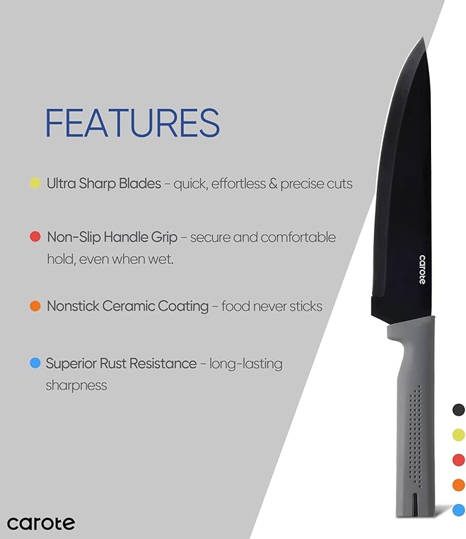 CAROTE 14Pcs Kitchen Knife Set, Stainless Steel knife set - Image 7