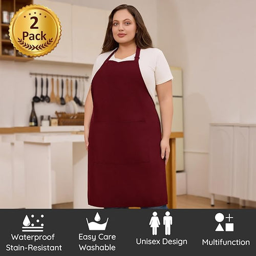 2 Pcs Plus Size Chef Apron, Unisex Professional Apron - Image 2