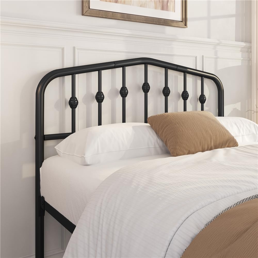 Yaheetech Full Metal Bed Frame with Victorian Vintage Headboard, Black