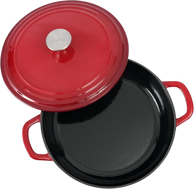 Flavehc Braiser Enameled Cast Iron Braiser 3 qt Braiser Pan - Image 8