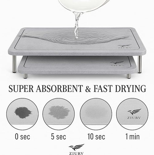 6 PCS Stone Drying Mat Set for Kitchen Counter, 2 Large Diatomaceous Earth Dish - Image 2
