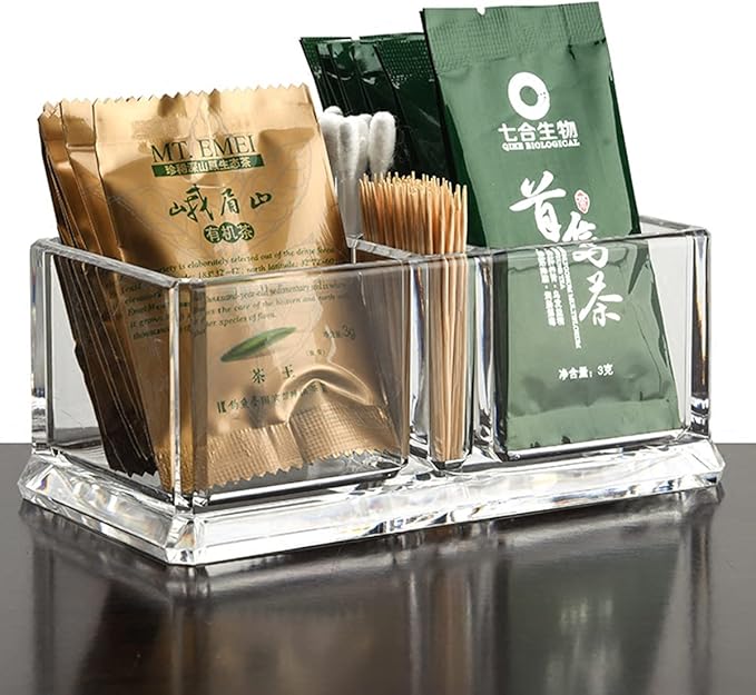 Clear Acrylic Two Lattices Tea Bags Holder Coffee Sugar Bag Case Guest Room - Image 2