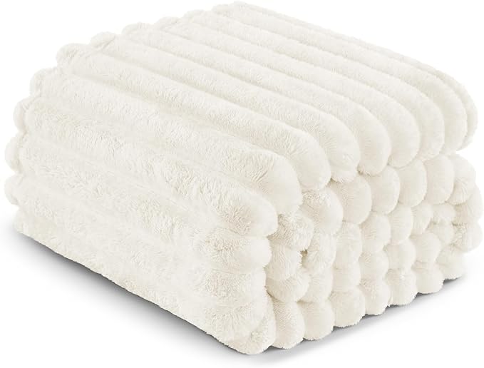 Exclusivo Mezcla Queen Size Flannel Fleece Blanket, Super Soft Striped Jacquard - Image 6