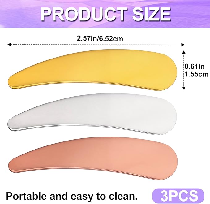 Pndeyo 3pcs Mini Metal Makeup Spatula, Reusable Cosmetic Cream Spatulas Spoon - Image 2