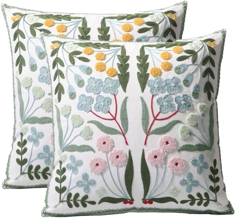 pack of 2 embroidered decorative throw pillow cover, main product view