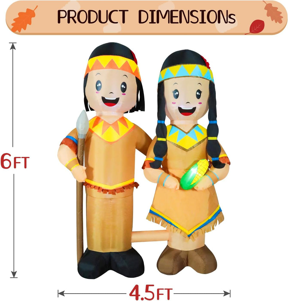 DomKom 6FT Large Inflatable Native American Indian Lawn Decoration – Outdoor ...