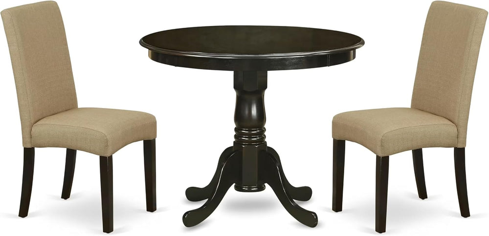 East West Furniture ANDR3-CAP-03 3 Piece Dining Room Table Set Contains a Rou...