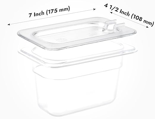 CURTA 6 Pack NSF 1/9 Notched Food Pan Cover, Size Clear Polycarbonate Lid - Image 2