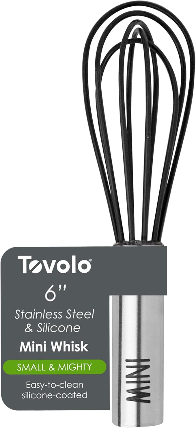 Tovolo Mini Whisk Stainless Steel 6 Inch Tiny Whipper Silicone Whisker by Tovolo