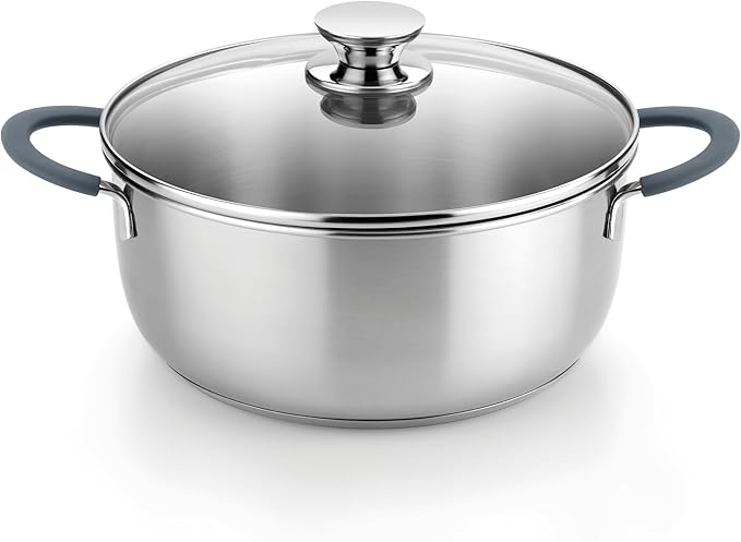 BRA COOKWARE Master Stainless Steel Stock Pot w/Glass Lid | 8 Inch 2.4 Quart by BRACookware