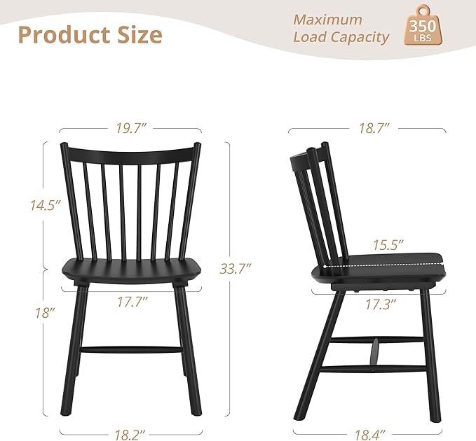 LUE BONA Upgraded Dining Chairs Set of 8, Farmhouse Wooden Spindle Back Kitch...