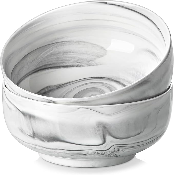MALACASA Large Soup Bowls Set, 44 OZ Salad Bowl Cereal Bowl Set of 2, Marble by MALACASA