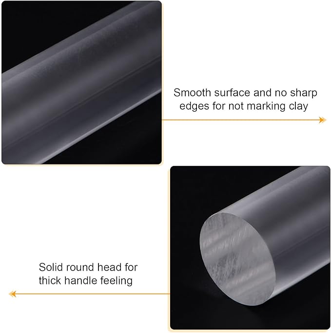 HARFINGTON Acrylic Clay Roller 6 Inch x 1 Inch Solid Non-Stick Plastic Round - Image 4