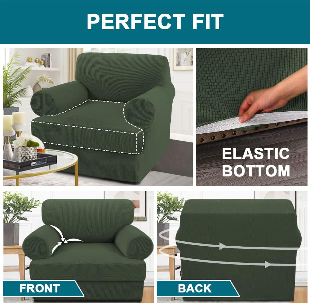 Turquoize T Cushion Chair Slipcover Armchair Slipcover for Living Room Stretc...