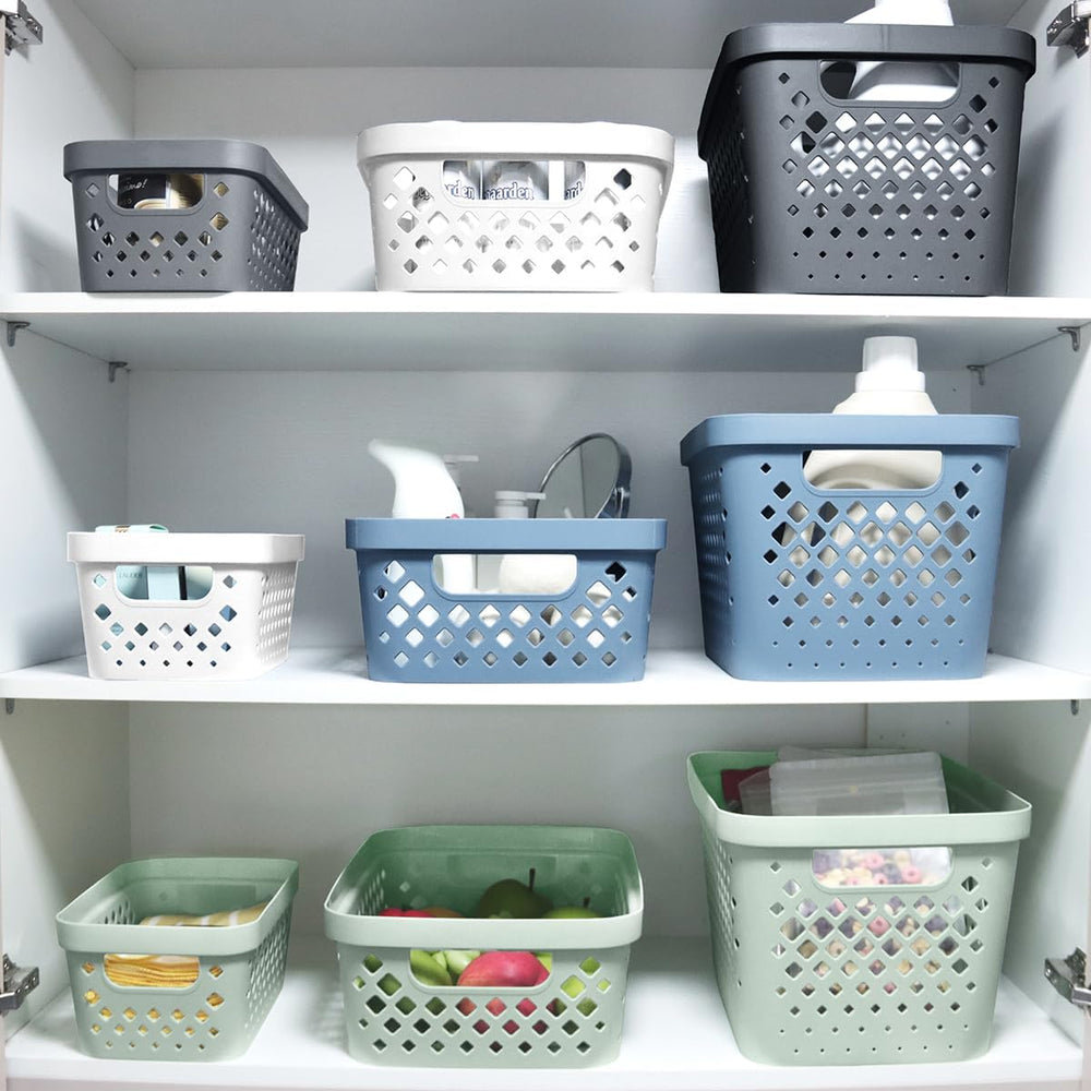 Glad Plastic Storage Basket Set, Value Pack of 6 | Open Storage Bins for Shel...