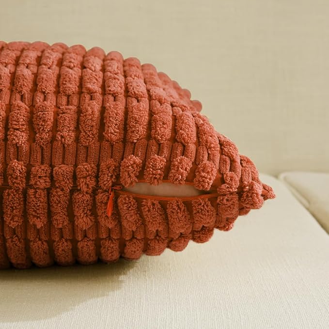 Fancy Homi Set of 4 Burnt Orange Fall Lumbar Rectangle Decorative Throw Pillow - Image 3