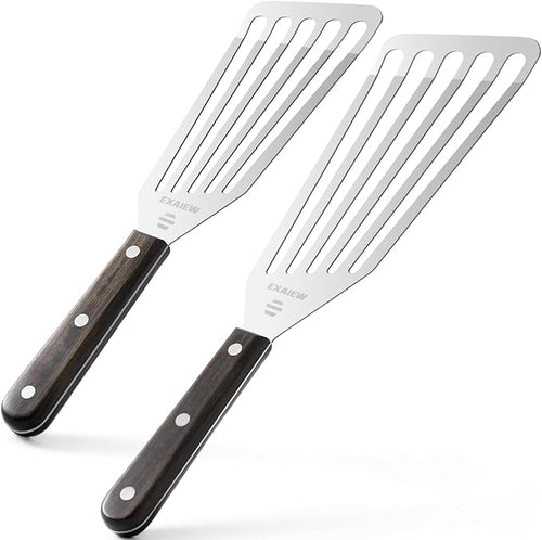 2 Pack Fish Spatula Stainless Steel, Flexible Fish Turner Spatula Perfect by EXAIEW