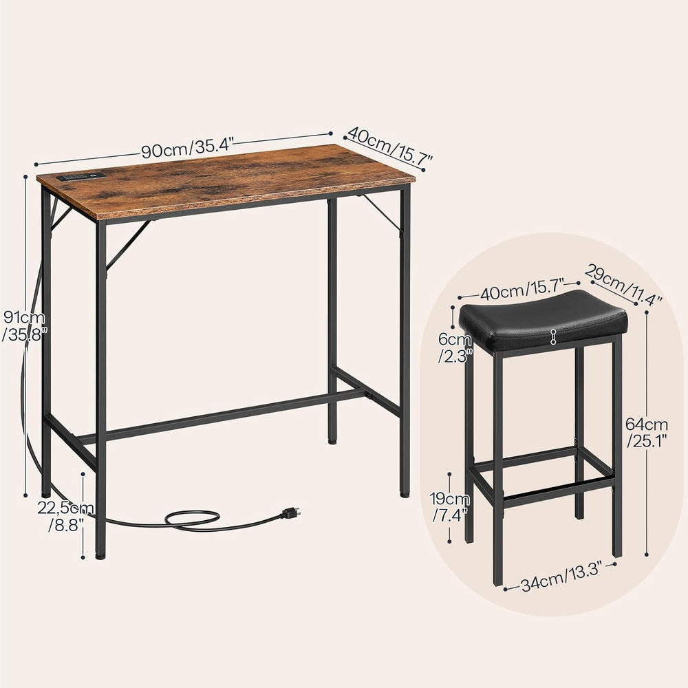 HOOBRO 3-Piece Bar Table and Chairs Set, 39.4" Pub Table, High Top Bar T...