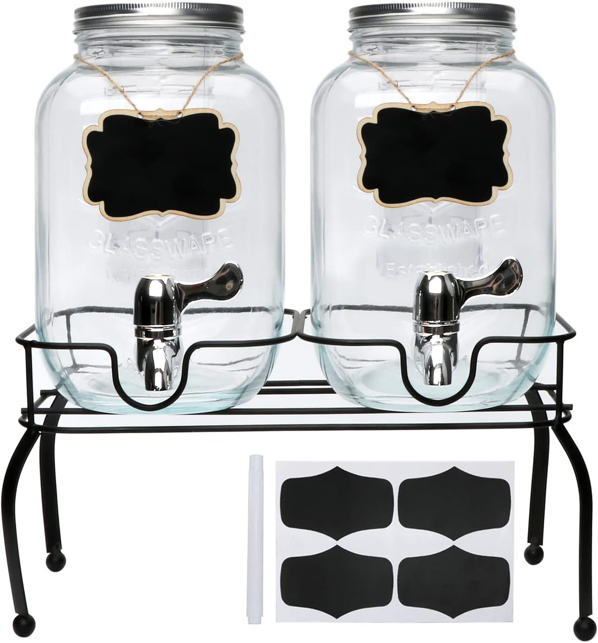 1-Gallon Glass Beverage Dispenser, Accguan Drink Dispenser