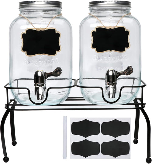 1-Gallon Glass Beverage Dispenser, Accguan Drink Dispenser