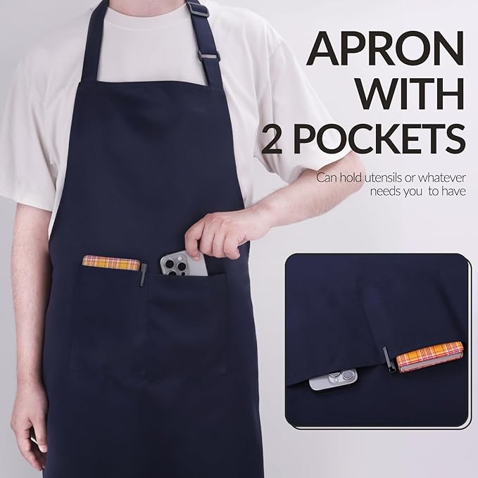 Large Chef Apron for Men and Women, Cooking Kitchen Aprons - Image 5