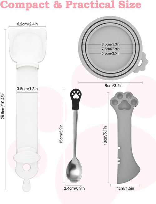 6 PCS Cat Food Can Covers Lids Set, Cat Bar Squeezer, Stainless Steel Wet Food - Image 2
