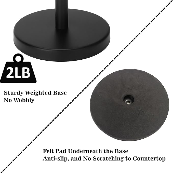 Black Paper Towel Holder Countertop, Standing Paper Towel Roll Holder - Image 5