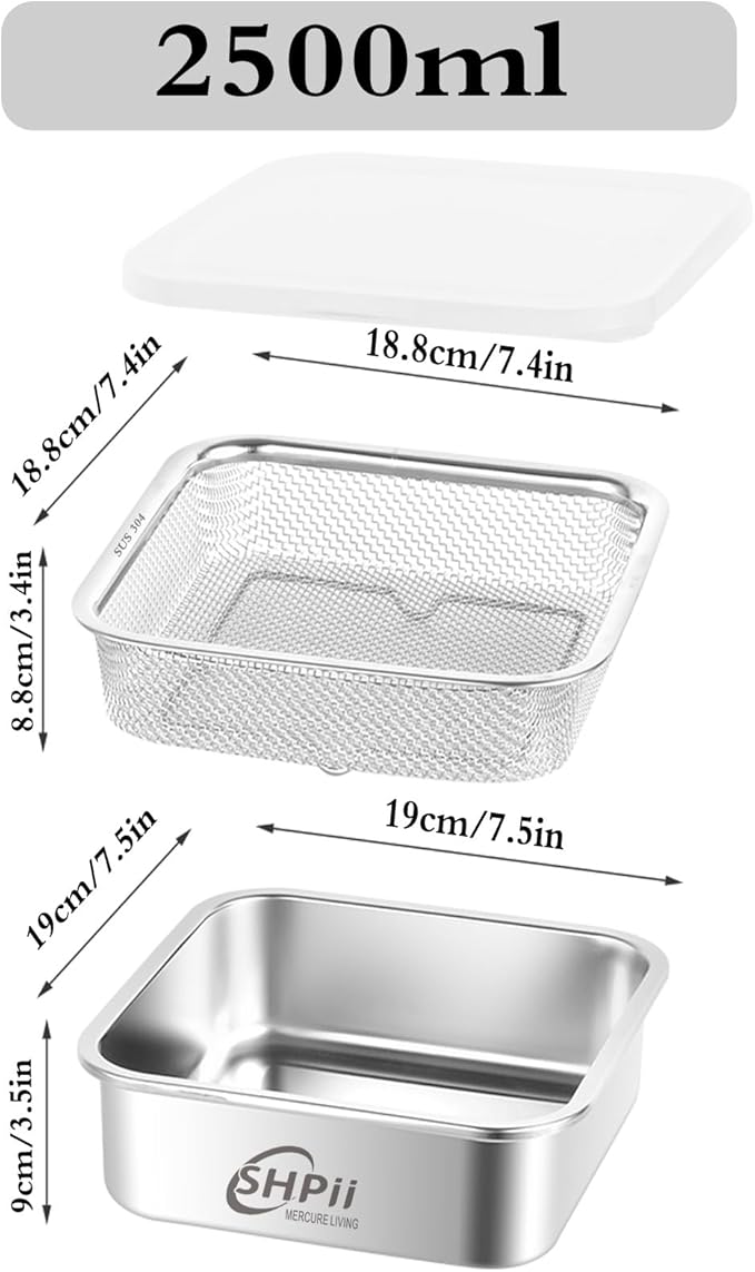 Square Colander Set, 304 stainless steel,