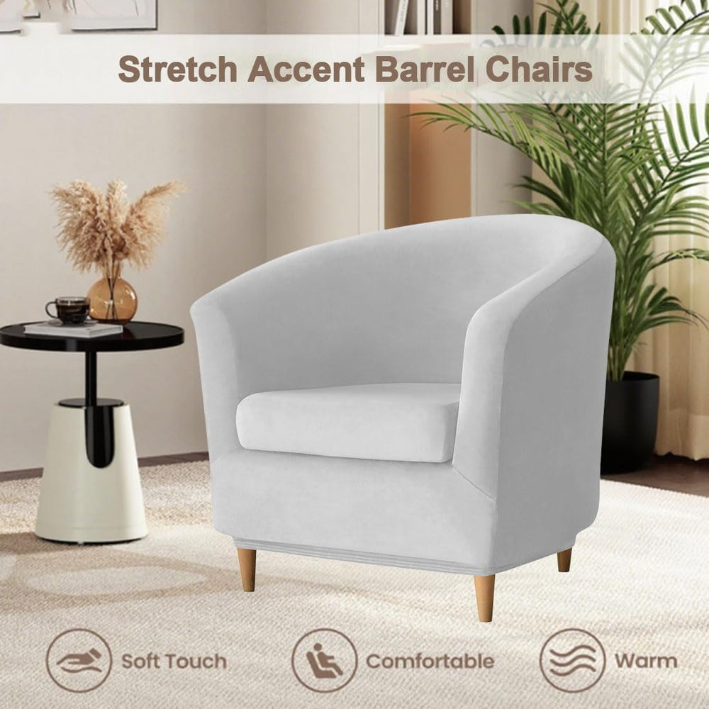 Velvet Club Chair Slipcover 2 Piece Swivel Barrel Chair Covers Slipcover Tub ...