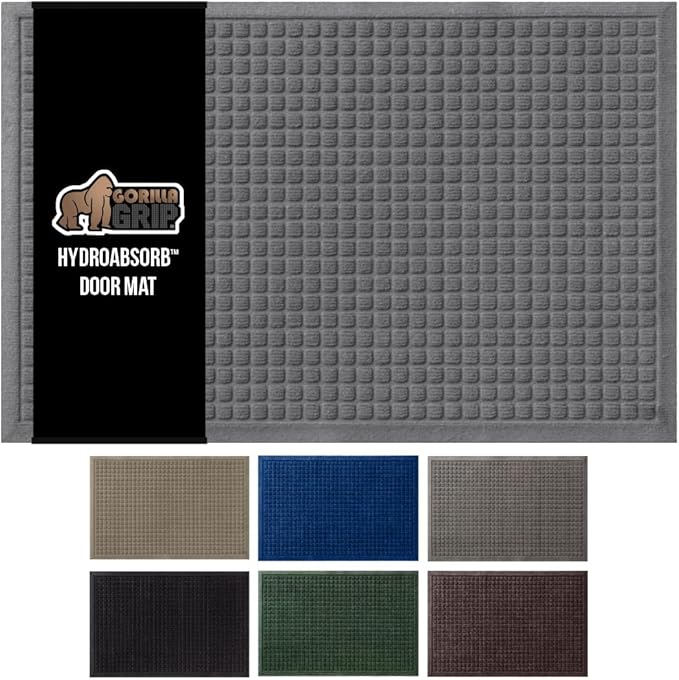GORILLA GRIP® Ultra Absorbent Front Door Mat Outside Entrance, Traps Dirt and by GorillaGrip