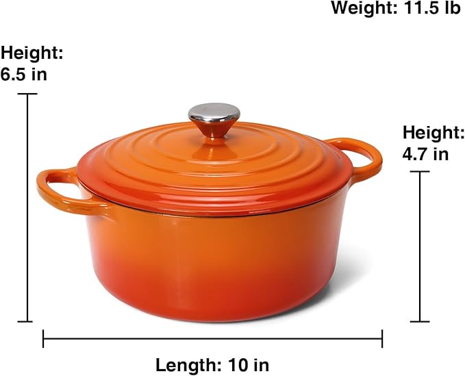 5QT Enameled Cast Iron Dutch Oven - Image 6