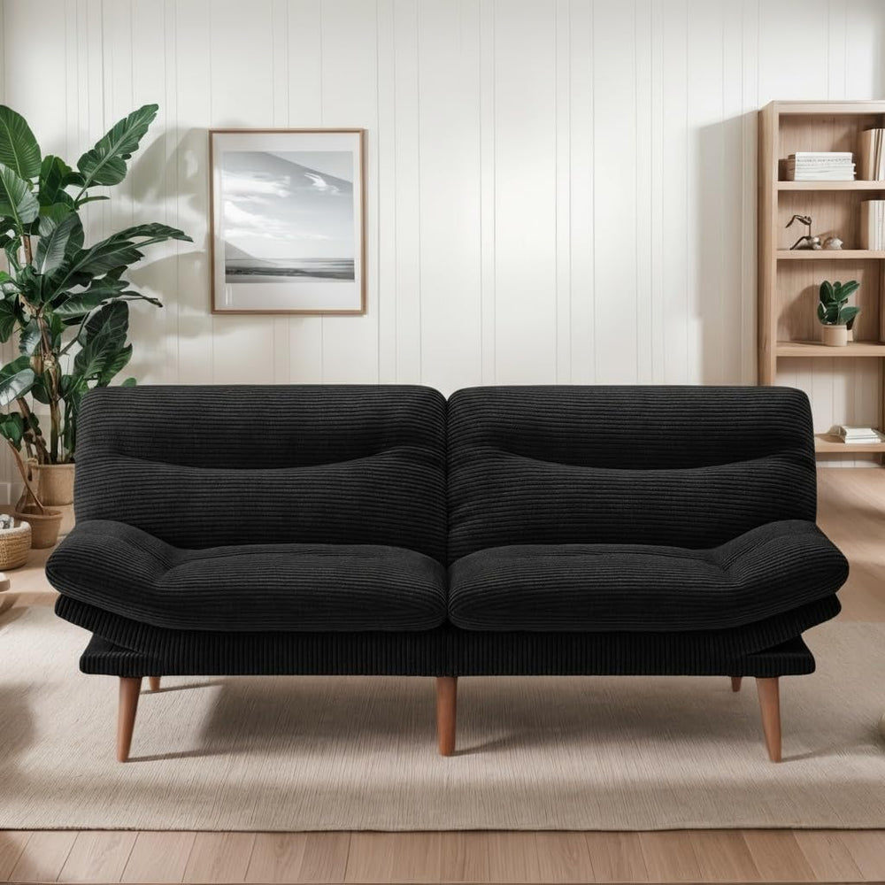 Amada 66 inch 3-in-1 Convertible Futon Sofa Bed, Black