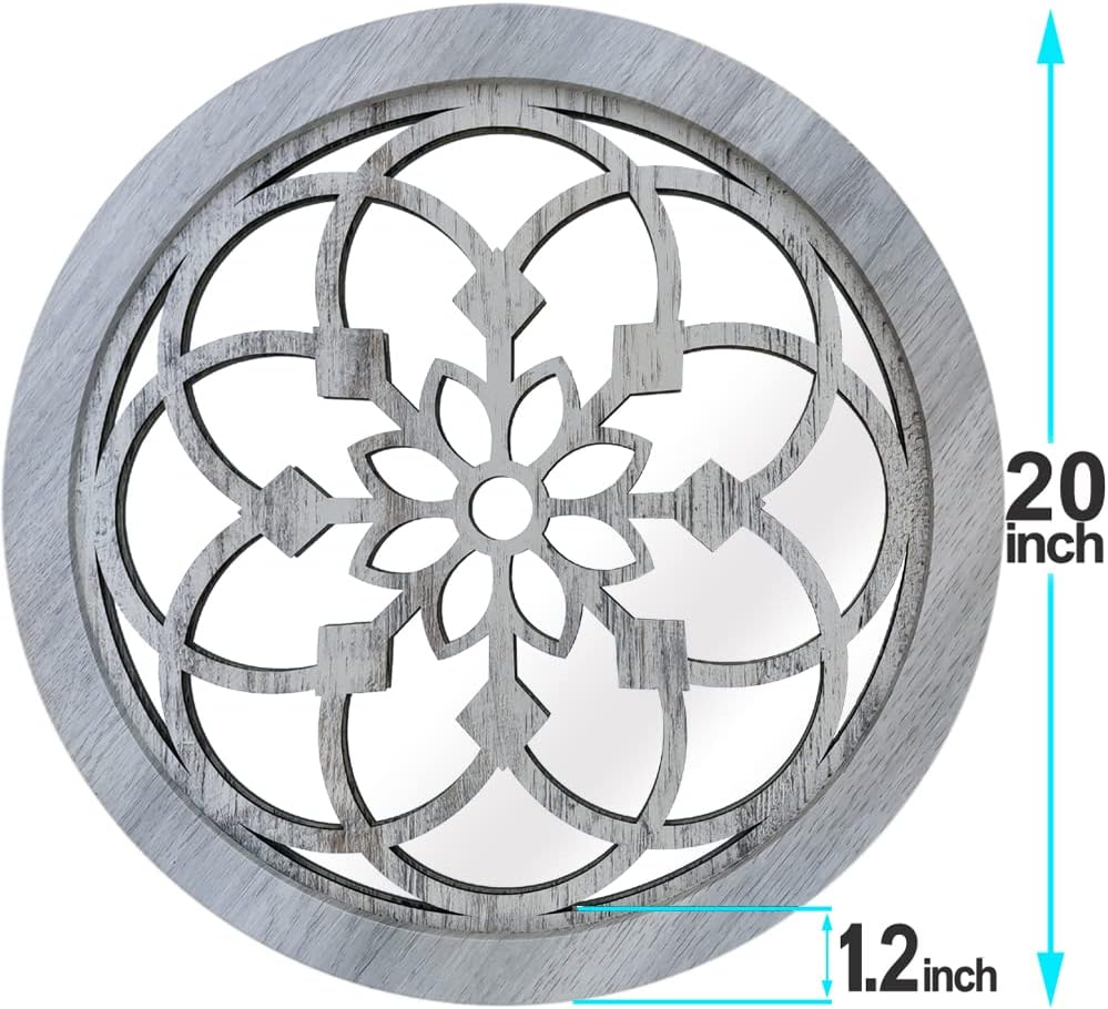 Wocred 2 PCS 20 inch Round Rustic Wall Mirror,Gorgeous Farmhouse Accent Mirro...