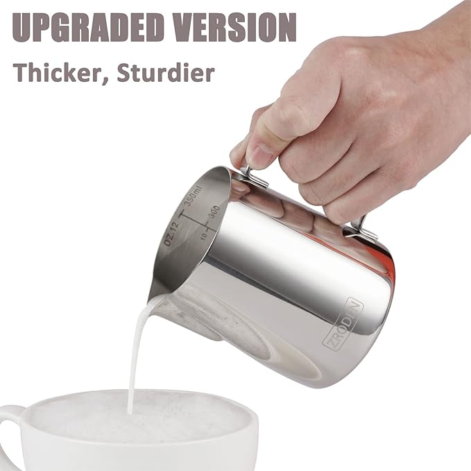 Milk Frothing Pitcher, Thicker Version 12oz Espresso Steaming Pitchers - Image 4