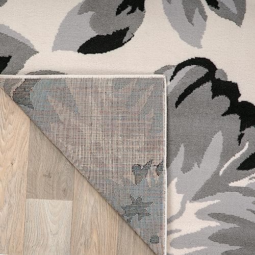 Rugshop Modern Floral Living Room Bedroom Area Rug Cream 5' x 7'