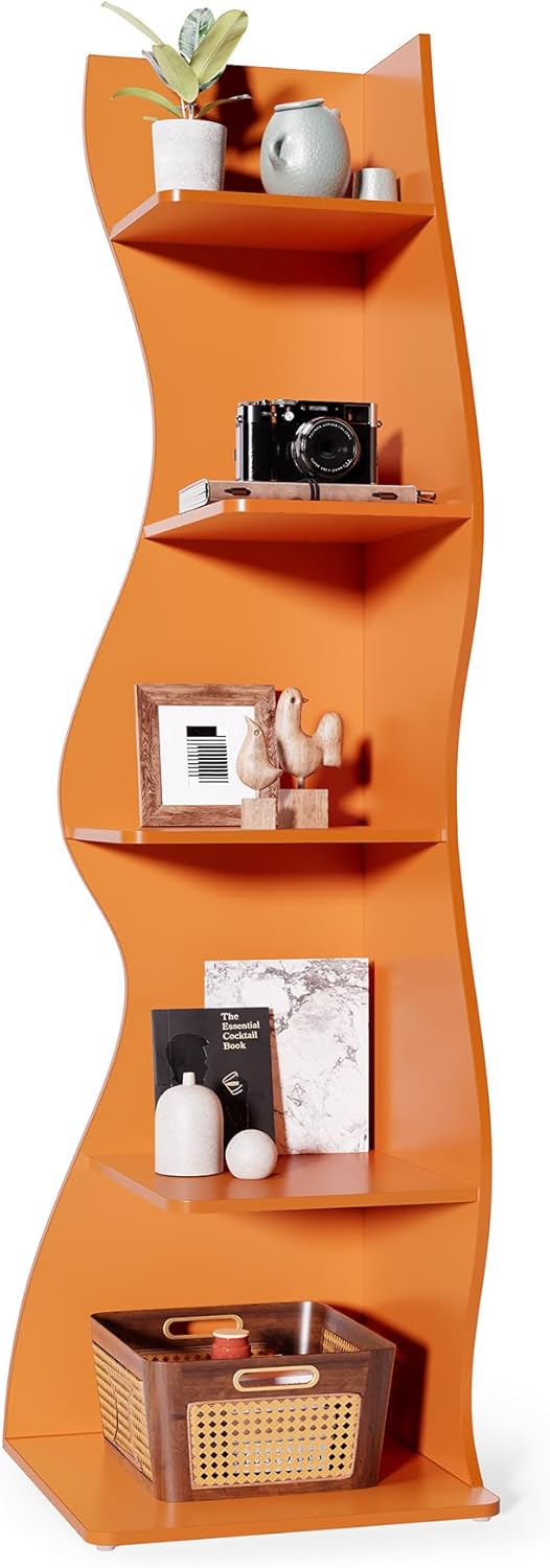 LITTLE TREE Small Corner Shelf, Modern 5-Tier Wall Corner Bookshelf, Stylish ...