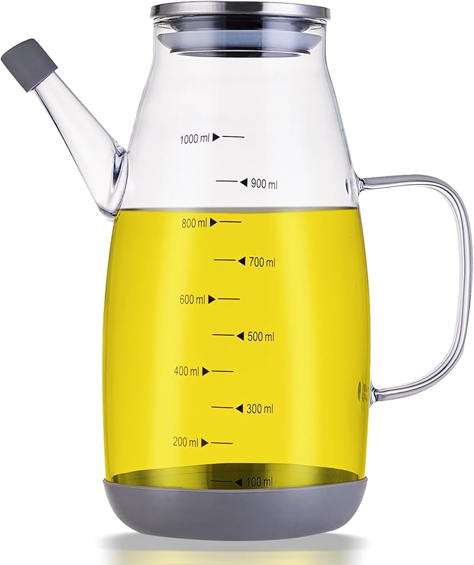 Oil Dispenser for Kitchen, 34OZ Glass Oil Bottle by Cucudoner