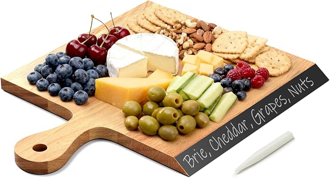 Acacia Wood Cutting Board with Handle, 2-in-1 Reversible Charcuterie Board & by Dofira