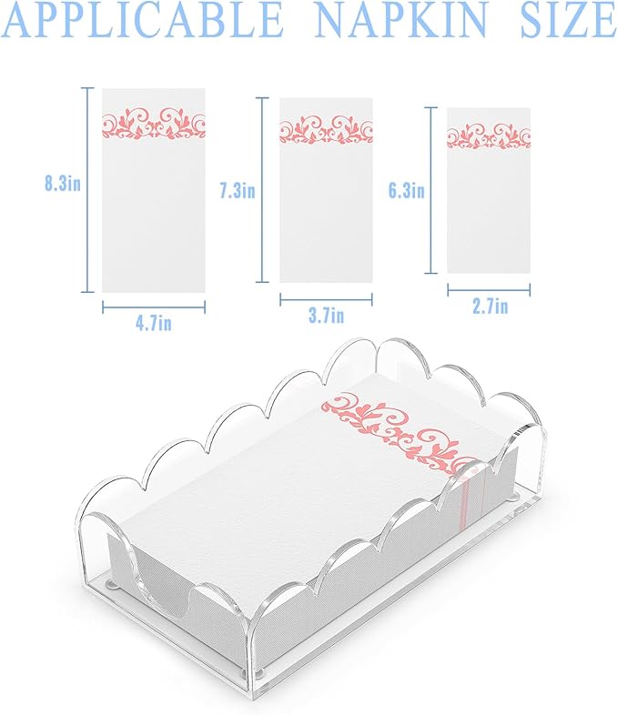 LUGUNU Clear Acrylic Napkin Holder – Scalloped Tray - Image 3