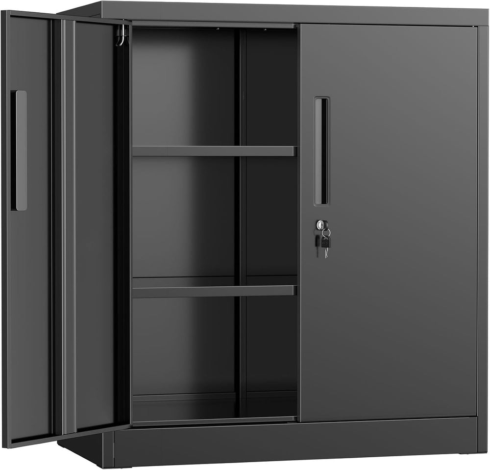 Pataku Metal Storage Cabinet, Garage Cabinet with Doors and Shelves 36" ...