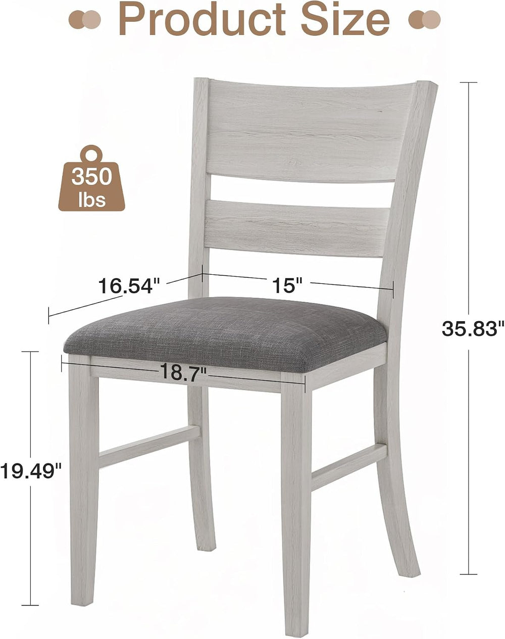 Peatuk Solid Wood Dining Chair Set of 2, Part of Dining Table Set, Mix and Ma...