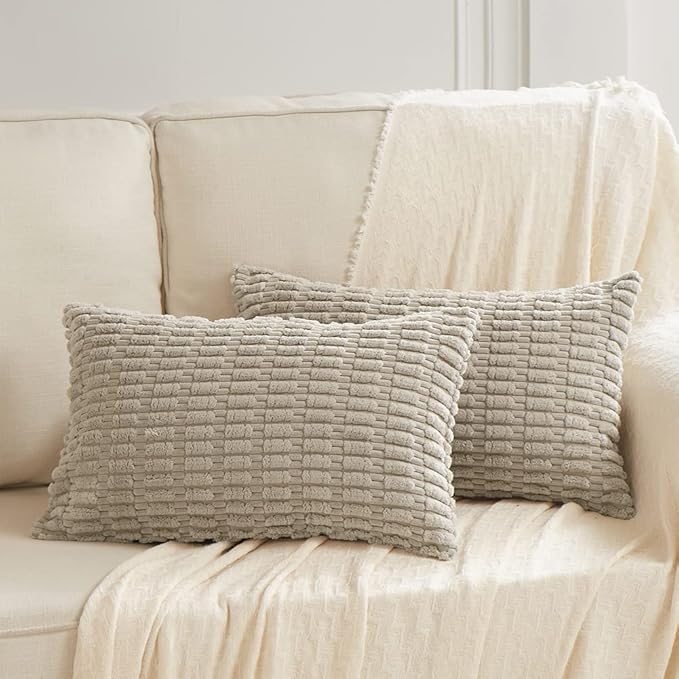 Fancy Homi 4 Packs Taupe Decorative Throw Pillow Covers 12x24 Inch - Image 6