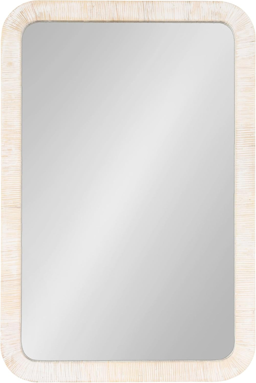 Kate and Laurel Rahfy Boho Rectangle Rattan Mirror; 24 x 36; White; Decorativ...
