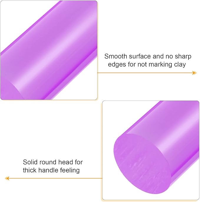 HARFINGTON Acrylic Clay Roller 8 Inch x 1 Inch Solid Non-Stick Plastic Round - Image 4