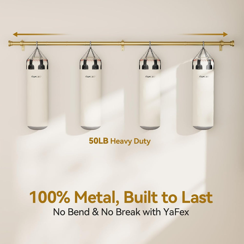 YaFex Curtain Rods 32-114 Inch, Heavy Duty 1 Inch Diameter Gold